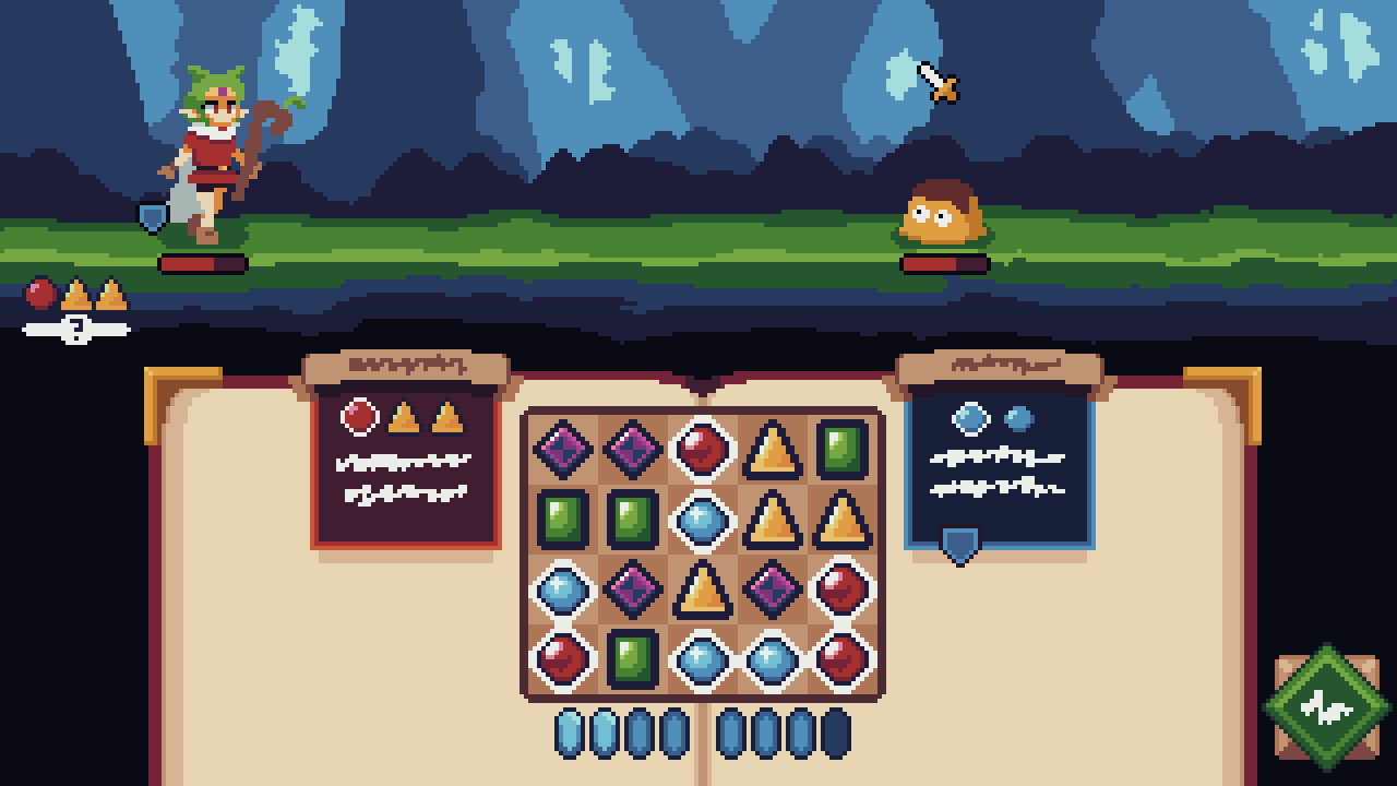 pixel art mock up of the final game, some areas, such as text, are scribbles